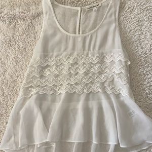 White Tank Lace Ruffle